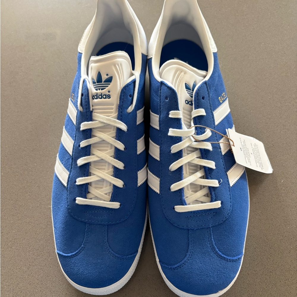 Adidas Gazelles Men's Royal Blue and White Sneakers